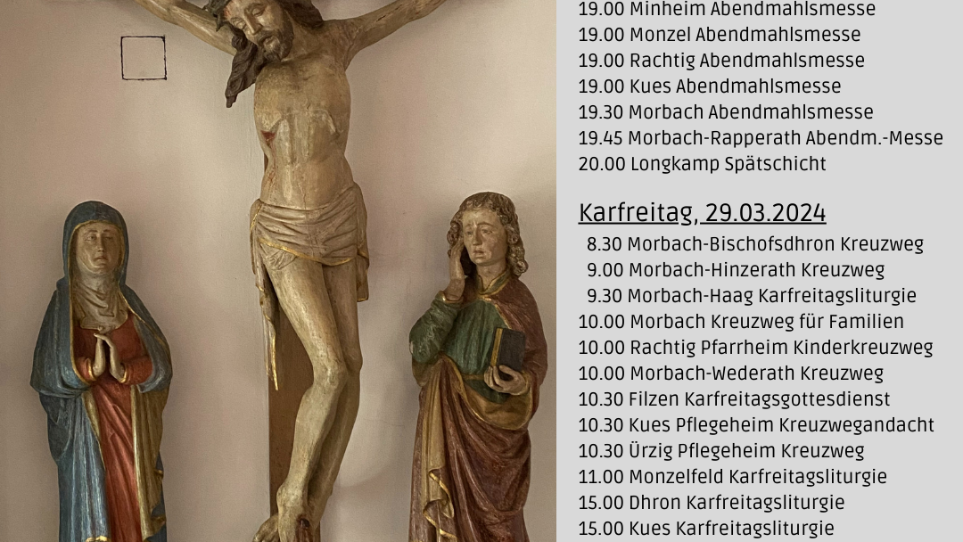 Gottesdienste zu Gründonnerstag und Karfreitag 2024