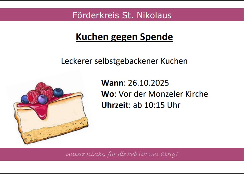 Kuchen gegen Spende - Monzel