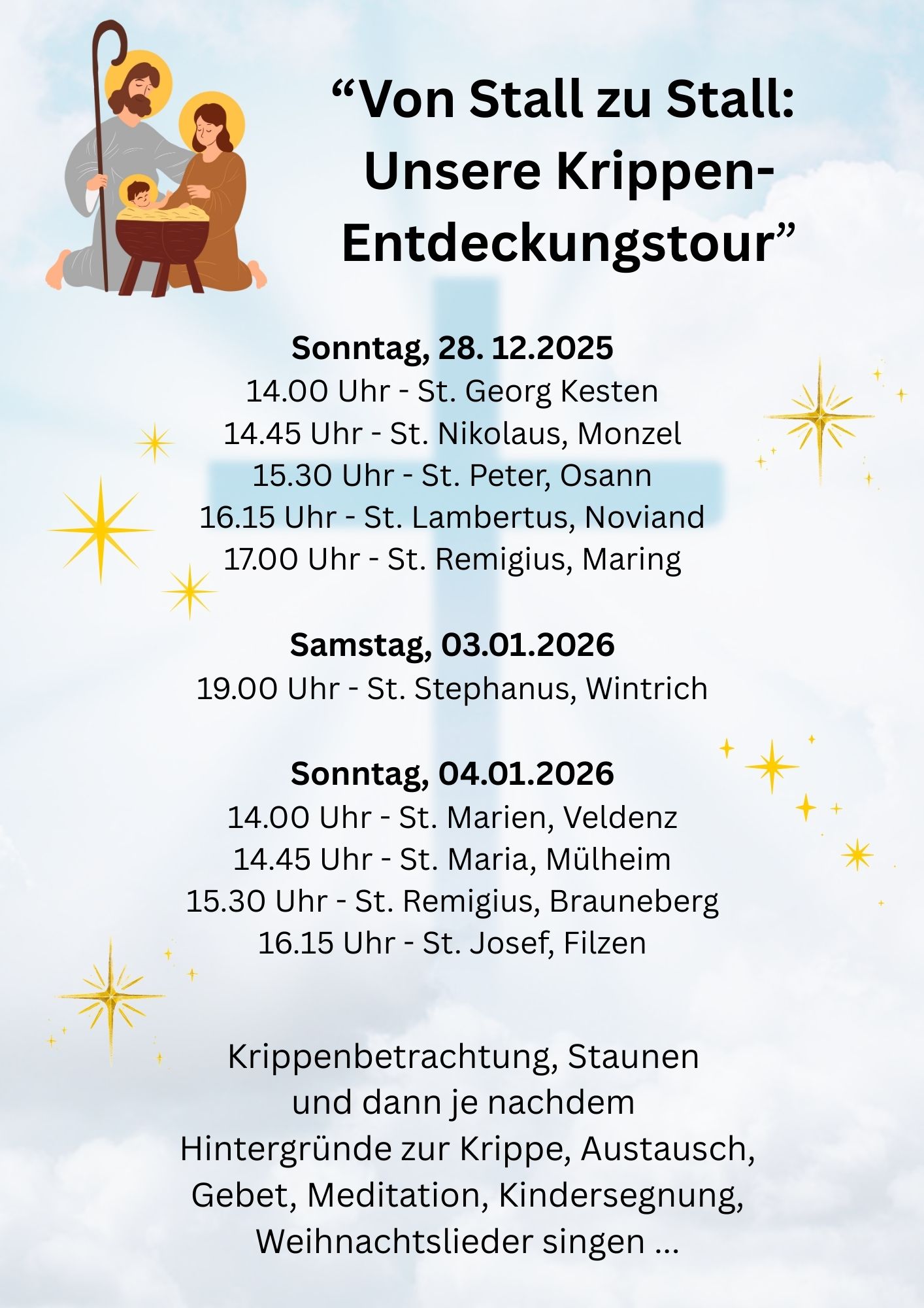 “Von Stall zu Stall Unsere Krippen-Entdeckungstour”